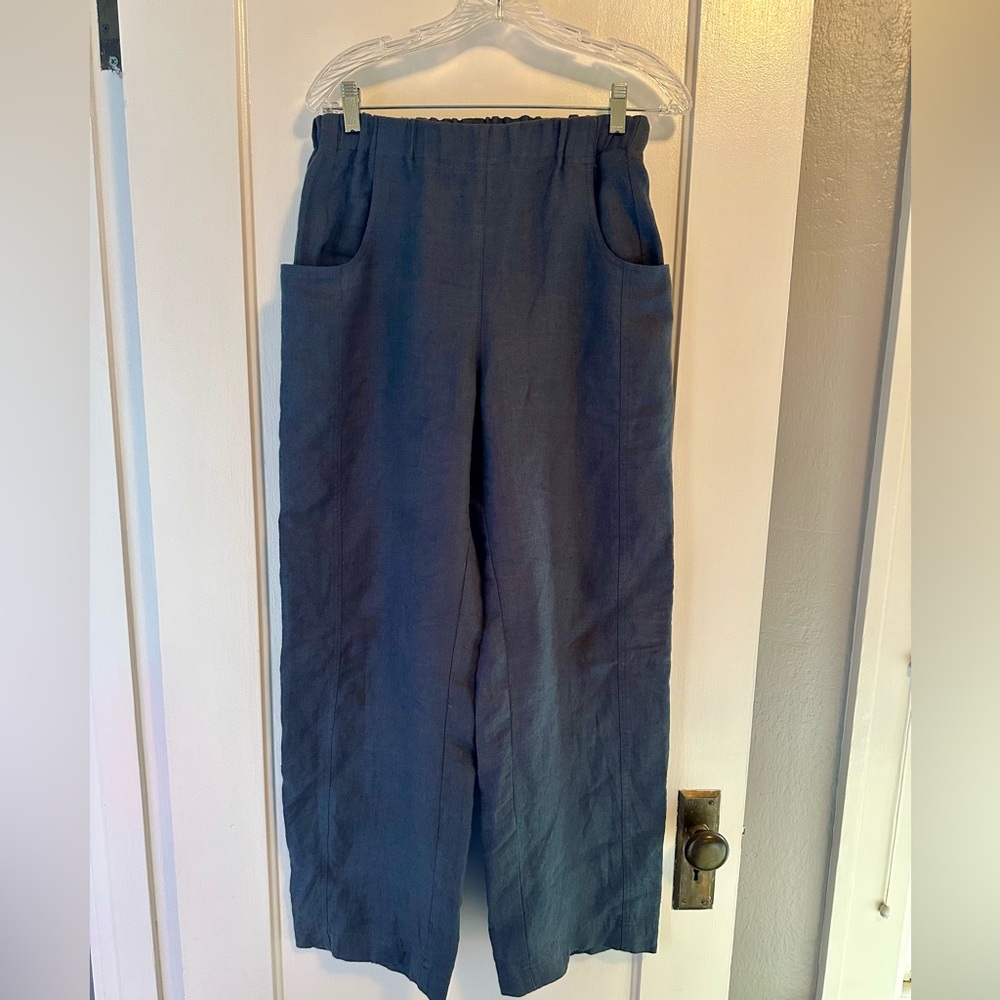 notPERFECTLINEN Blue Straight Leg Pants
